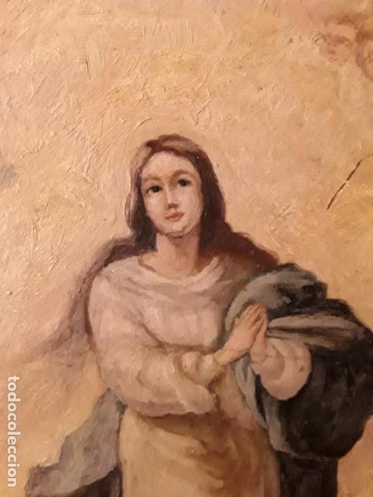 Arte: INMACULADA CONCEPCI&Oacute;N  - COPIA MURILLO - OLEO SOBRE TABLA. - Foto 4