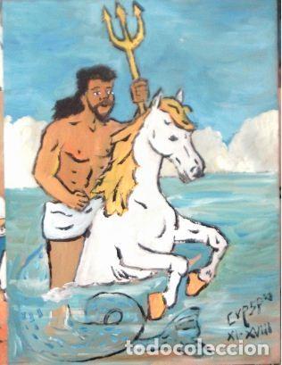 Arte: Poseidón ,óleo sobre madera 30x40 cm.de Crespo - Foto 1 - 144296158
