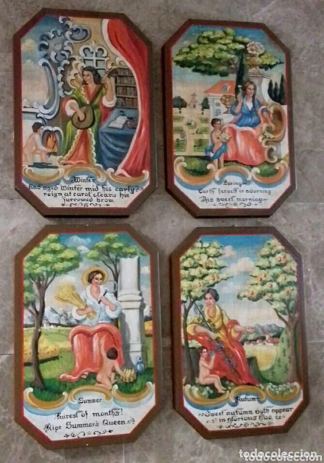 Arte: las 4 estaciones cuadros en oleo sobre pintura,son muy viejos peso cada uno 1300 grs