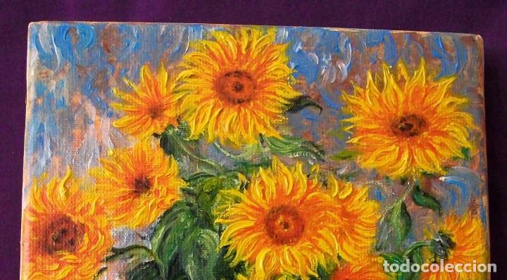 Arte: &Oacute;LEO. GIRASOLES, DE CLAUDE MONET (COPIA). - Foto 3