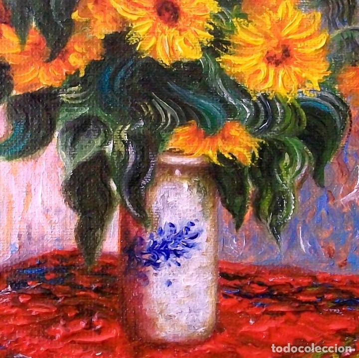 Arte: &Oacute;LEO. GIRASOLES, DE CLAUDE MONET (COPIA). - Foto 4