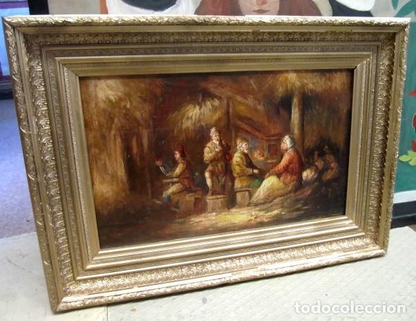 Arte: Escena costumbrista, oleo sobre tabla - Foto 1