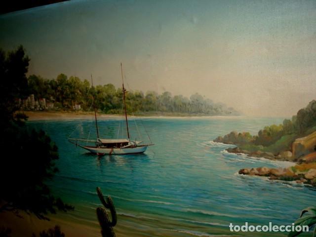 Arte: Cuadro antiguo velero en cala - Foto 3