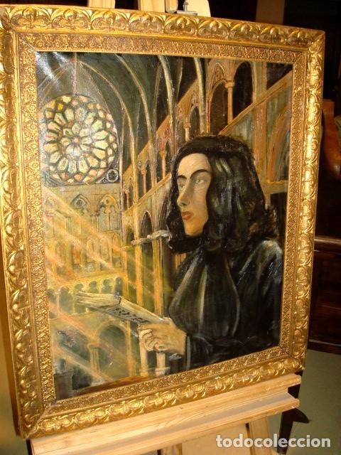 Arte: Cuadro mujer en catedral. - Foto 1