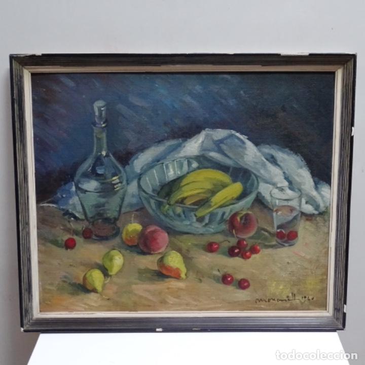 Arte: &Oacute;leo sobre tablex firmado moncunill.bodegon. - Foto 2
