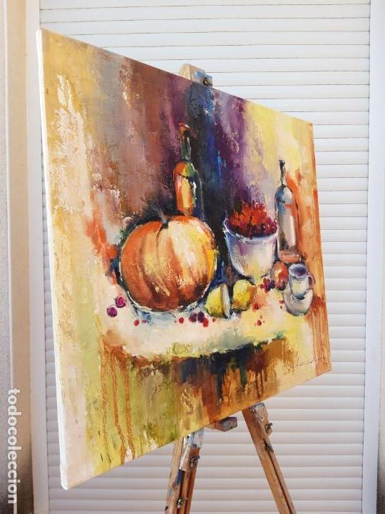 Arte: cuadro al oleo sobre lienzo ,,Bodego con cerezas,, - Foto 6