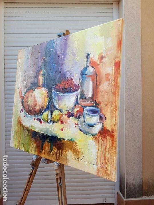 Arte: cuadro al oleo sobre lienzo ,,Bodego con cerezas,, - Foto 7