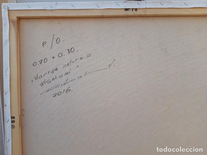 Arte: cuadro al oleo sobre lienzo ,,Bodego con cerezas,, - Foto 9