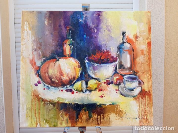Arte: cuadro al oleo sobre lienzo ,,Bodego con cerezas,, - Foto 2