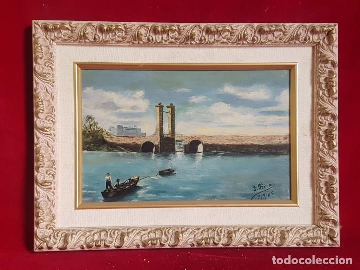 Kunst: Pintura Lanzarote puente levadizo E. Perez 1905