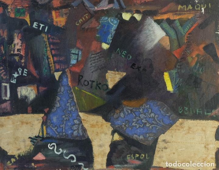 Arte: Isabel Serrahima (1934-1999) &oacute;leo sobre lienzo Composici&oacute;n - Foto 1