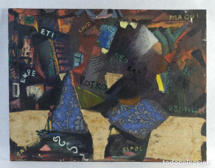 Arte: Isabel Serrahima (1934-1999) &oacute;leo sobre lienzo Composici&oacute;n - Foto 2