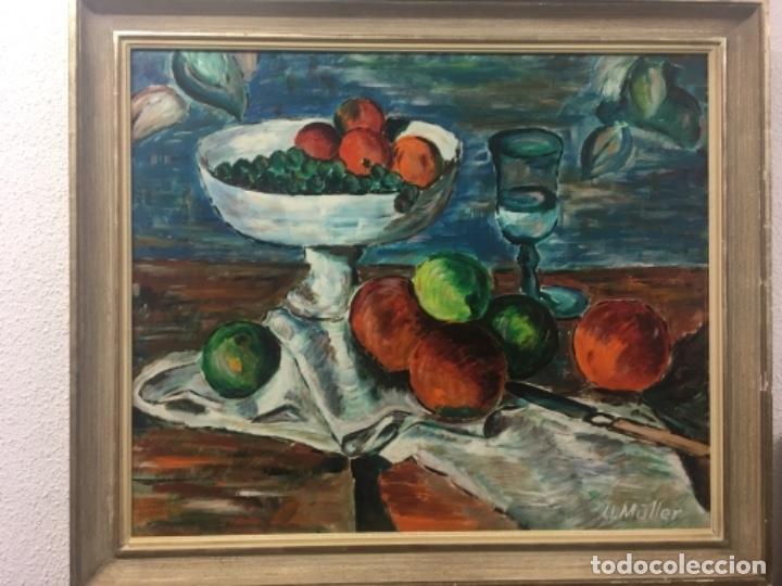 Kunst: Original bodeg&oacute;n cubista &oacute;leo sobre tablex Firmado muller 70x84 y 98x84 con marco