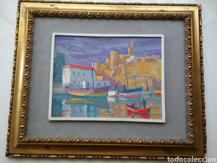 Arte: Cuadro Adolfo Moncl&uacute;s Durango oleo sobre tablex tema Marina . - Foto 1