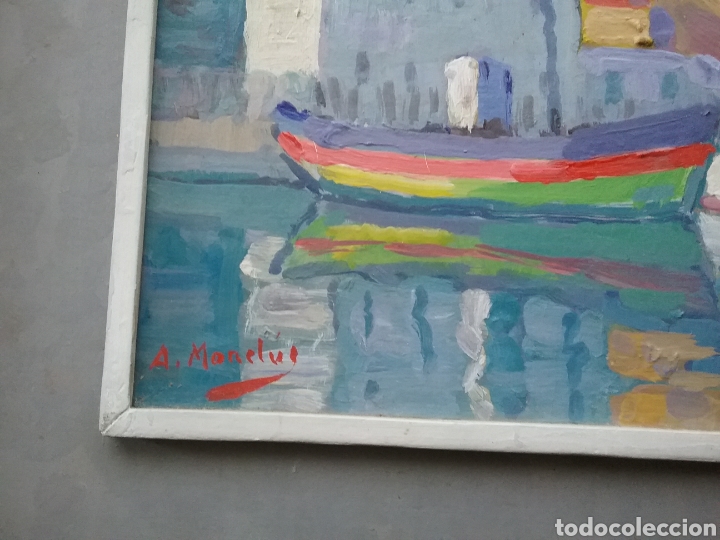 Arte: Cuadro Adolfo Moncl&uacute;s Durango oleo sobre tablex tema Marina . - Foto 2