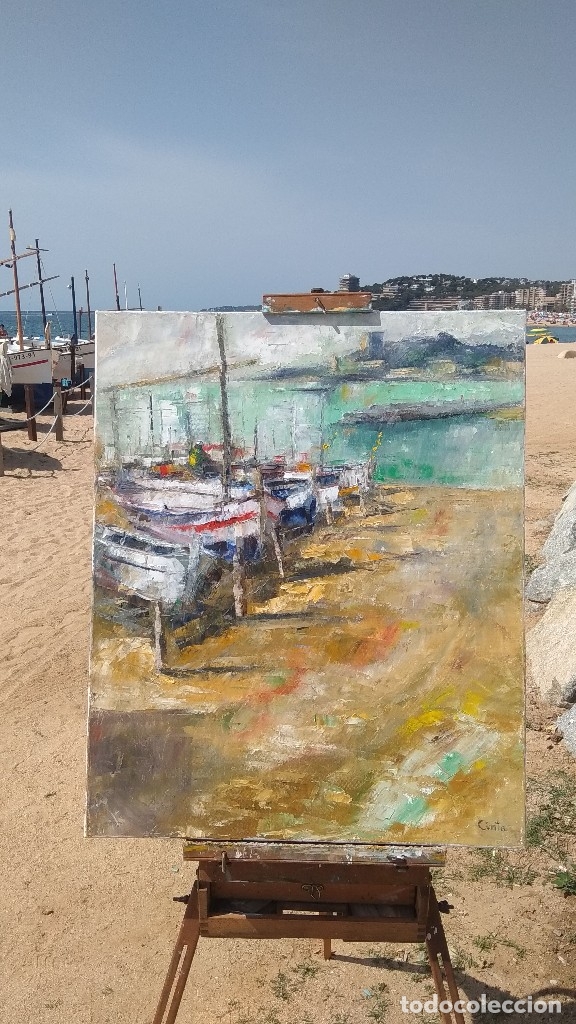 Arte: Barcas varadas.Oleo original - Foto 2