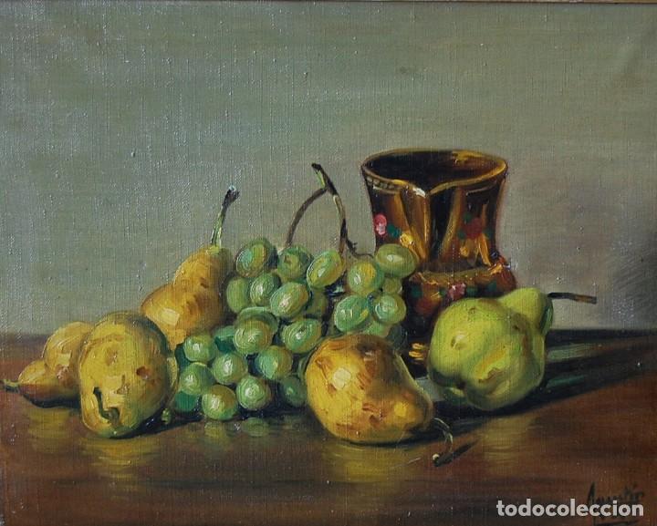 Arte: BODEG&Oacute;N DE UVAS Y PERAS. ORIGINAL FIRMADO EN 1949 - Foto 1