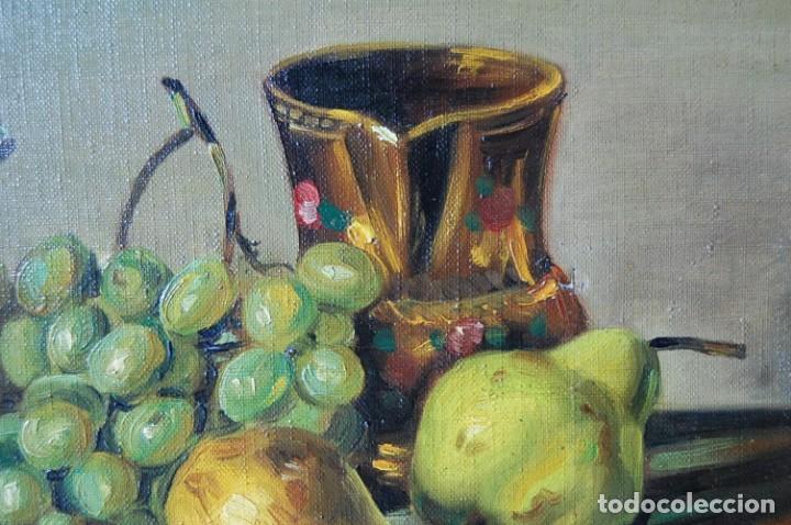 Arte: BODEG&Oacute;N DE UVAS Y PERAS. ORIGINAL FIRMADO EN 1949 - Foto 4