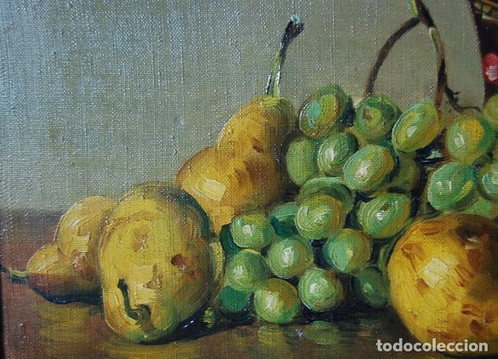 Arte: BODEG&Oacute;N DE UVAS Y PERAS. ORIGINAL FIRMADO EN 1949 - Foto 5