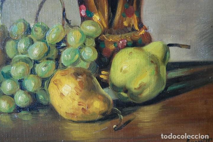 Arte: BODEG&Oacute;N DE UVAS Y PERAS. ORIGINAL FIRMADO EN 1949 - Foto 6