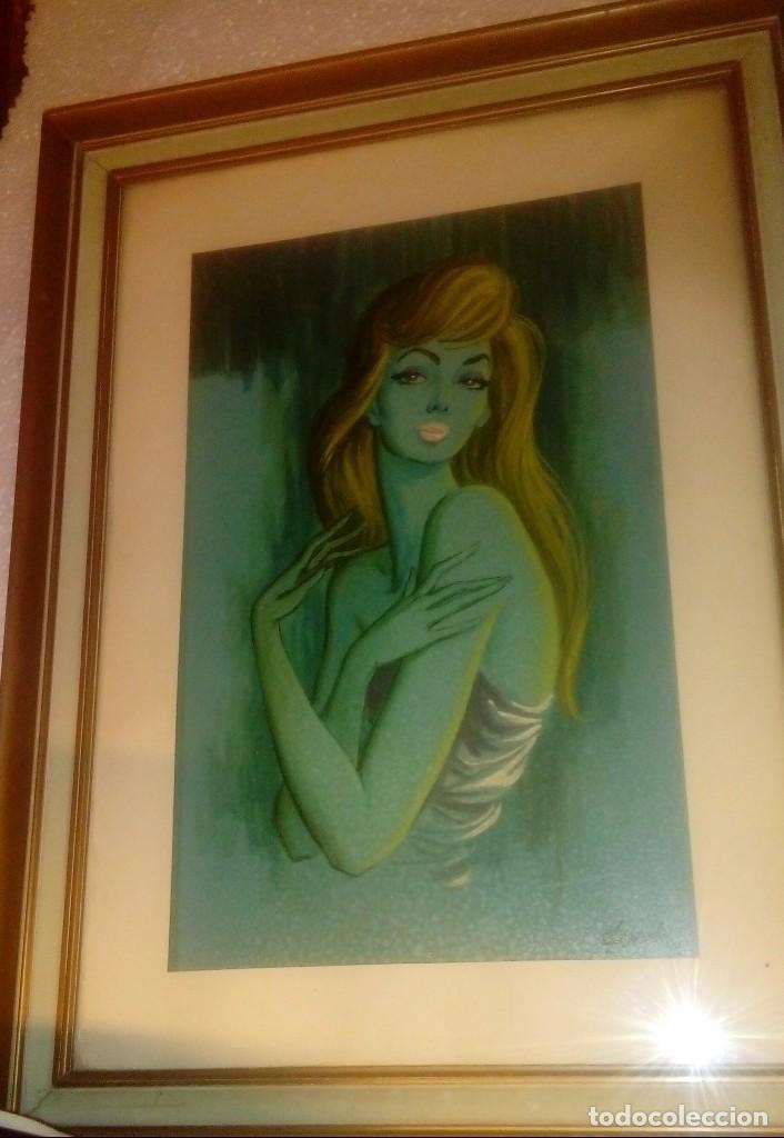 Arte: L.Garzon A&ntilde;os 60 Mujer en azul
