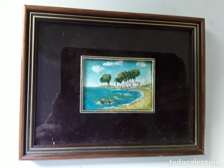 Arte: Miniatura al &oacute;leo, enmarcada - Foto 1