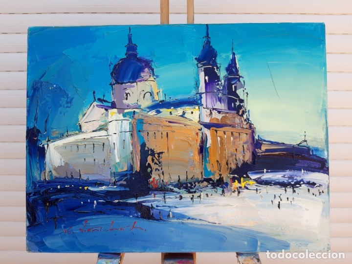 Arte: cuadro al oleo sobre lienzo ,,Madrid catedral,, - Foto 2