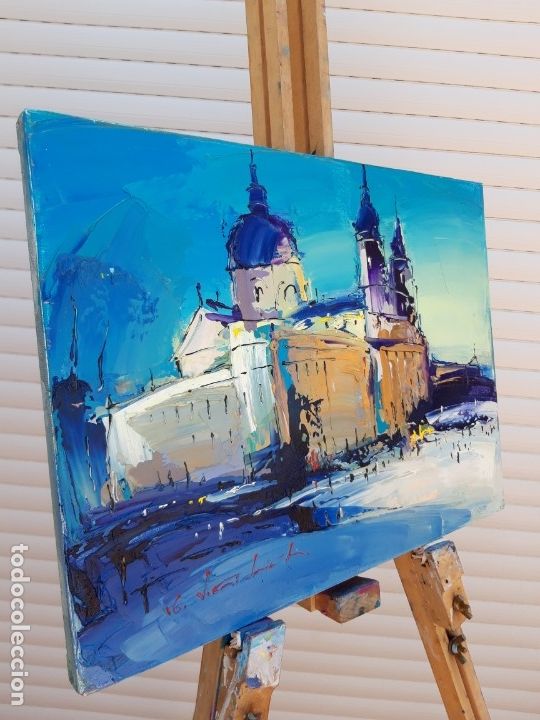 Arte: cuadro al oleo sobre lienzo ,,Madrid catedral,, - Foto 5