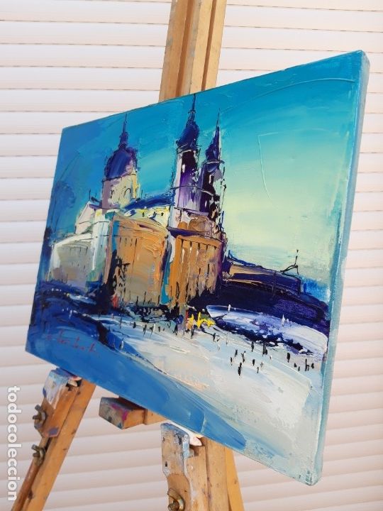 Arte: cuadro al oleo sobre lienzo ,,Madrid catedral,, - Foto 6