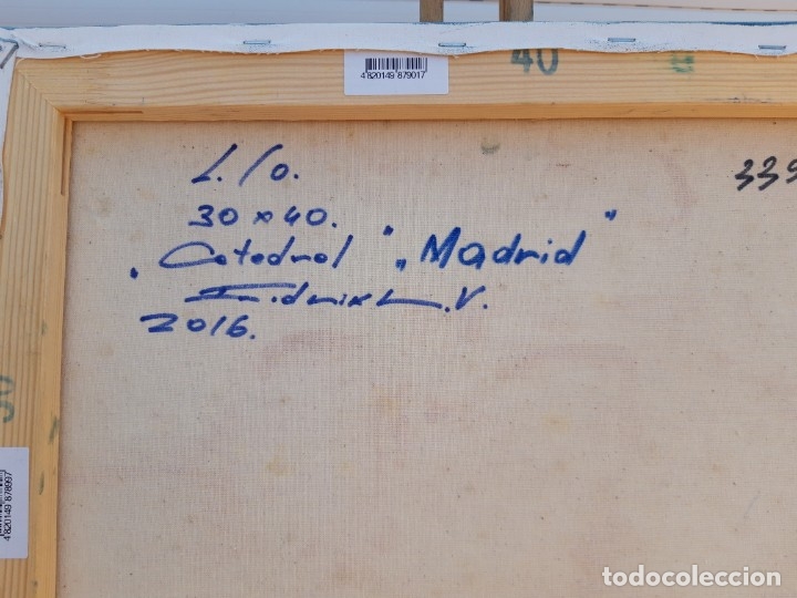 Arte: cuadro al oleo sobre lienzo ,,Madrid catedral,, - Foto 8