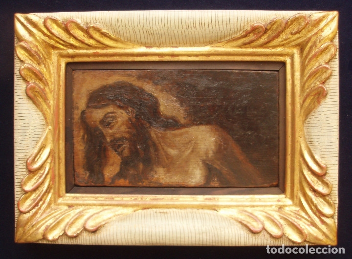 Arte: CRISTO, ATADO A LA COLUMNA. &Oacute;LEO SOBRE TABLA. SIGLO XVIII.