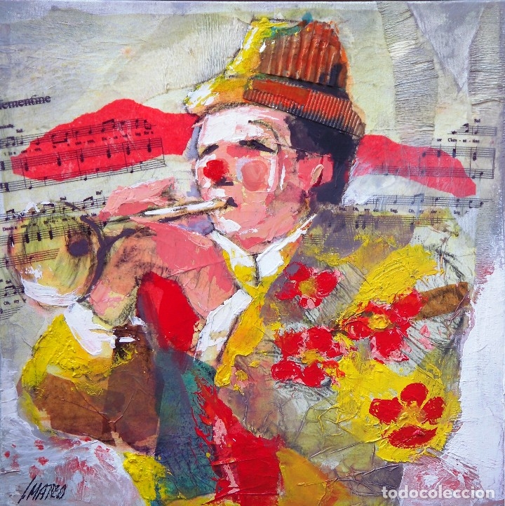 Arte: MATEO Collage ( Payaso, 50x50 cms) - Foto 1