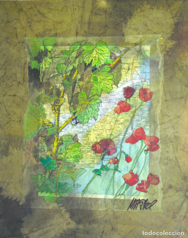 Arte: Mateo collage (vi&ntilde;as y amapolas 41x33 cms) - Foto 1