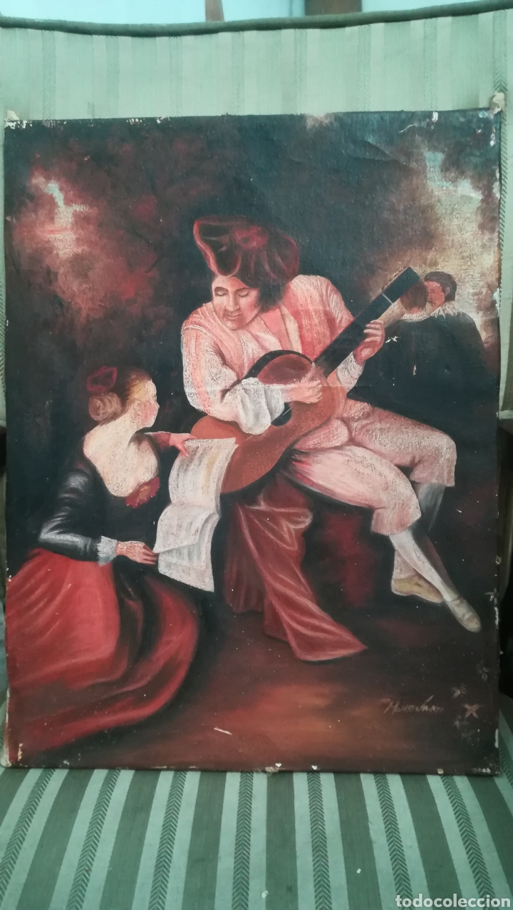 Arte: Antiguo &oacute;leo sobre lienzo - Foto 1