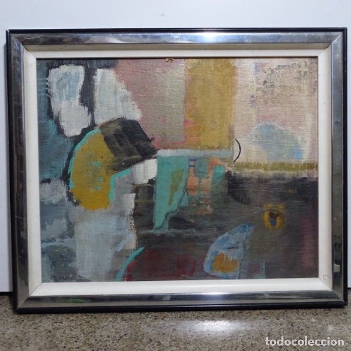 Arte: &Oacute;leo abstracto sobre tablex anonimo. - Foto 2