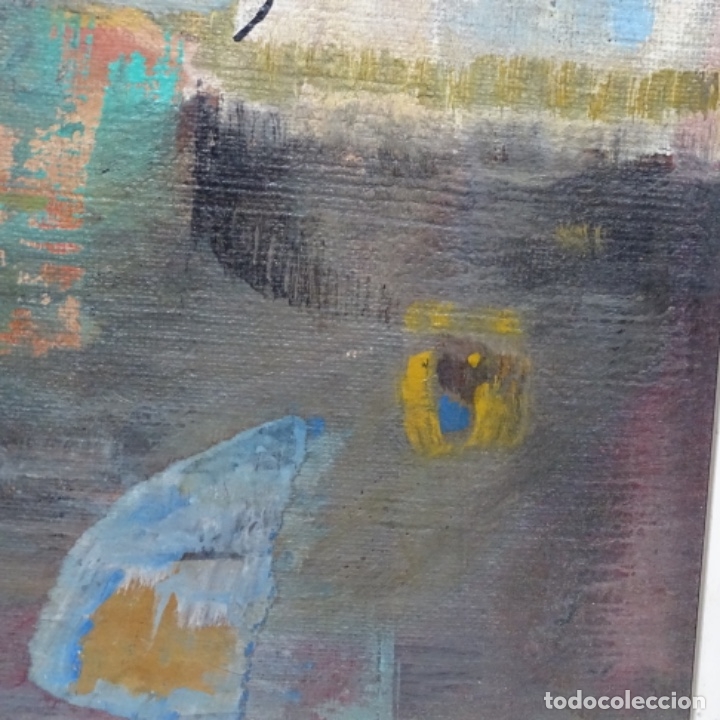 Arte: &Oacute;leo abstracto sobre tablex anonimo. - Foto 6