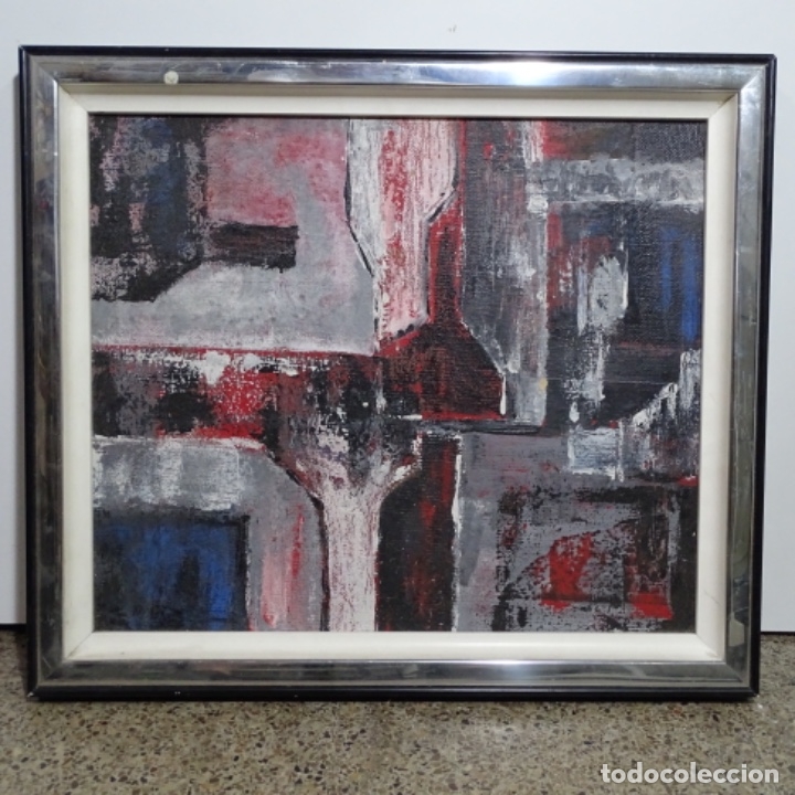 Arte: &Oacute;leo abstracto sobre tablex anonimo. - Foto 2