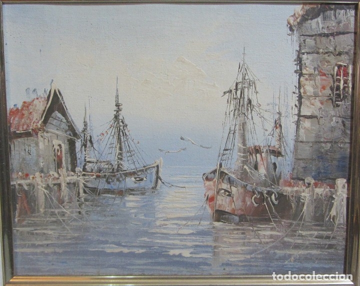 Arte: Cuadro Marina, al &Oacute;leo. 49 x 44 cm (Marco) - Foto 2