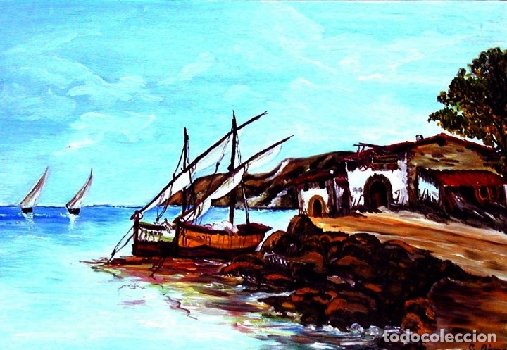 Arte: Cuadro &oacute;leo sobre lienzo a&ntilde;os 60 - Foto 1