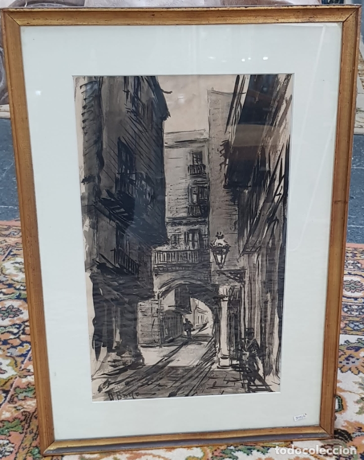 Arte: TINTA SOBRE PAPEL CON CRISTAL DE A. BAYO A&Ntilde;OS 40
