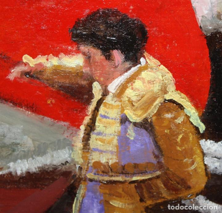 Arte: A. VI&Ntilde;UELA - OLEO - TORERO Y TORO. - Foto 5