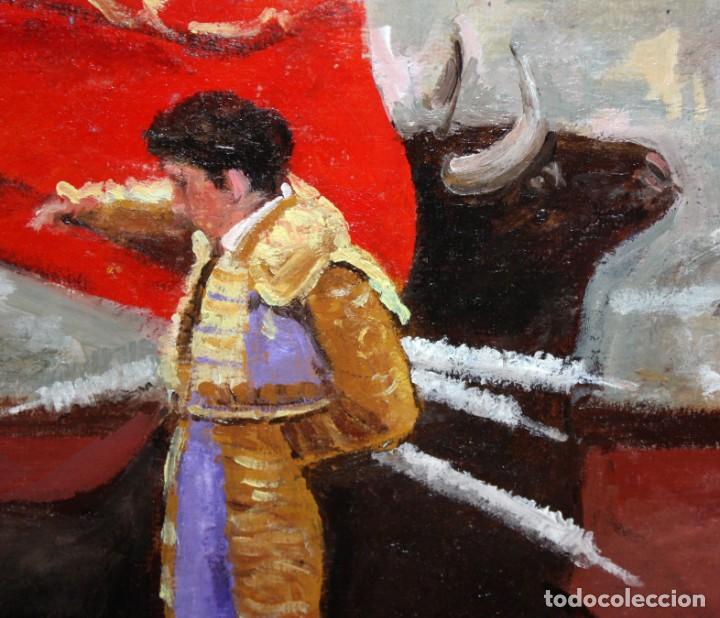 Arte: A. VI&Ntilde;UELA - OLEO - TORERO Y TORO. - Foto 7