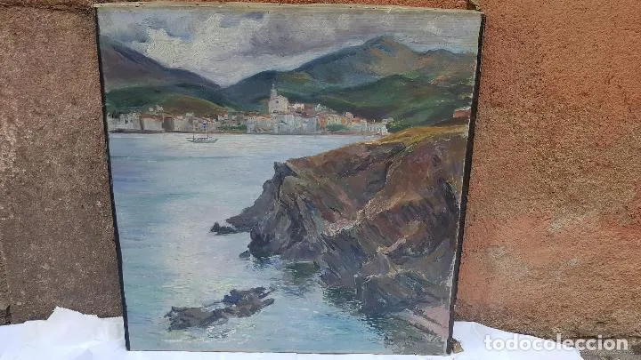 MARINA CADAQUES ,FIRMADO JOSEP ROVIRA I SOLER (1900-1998) (Arte - Pintura - Pintura al Óleo Contemporánea )