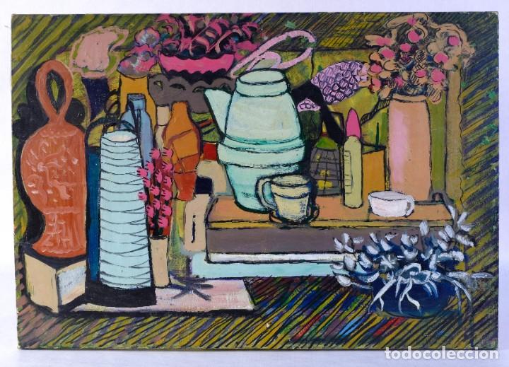 Arte: Isabel Serrahima (1934-1999) &Oacute;leo sobre lienzo Bodeg&oacute;n objetos - Foto 6