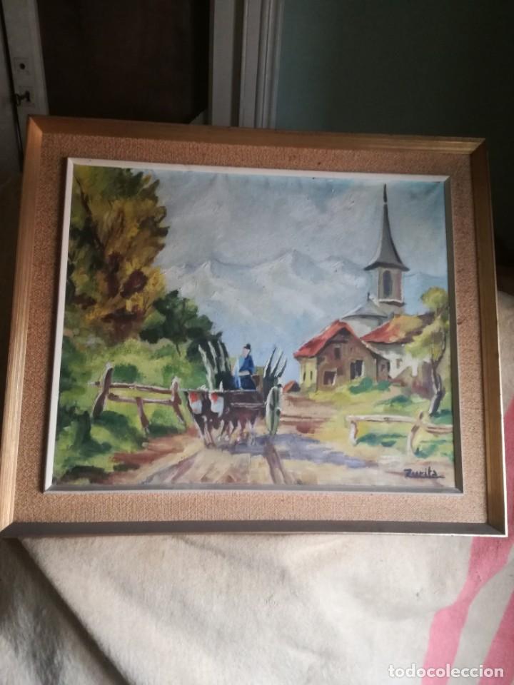 Arte: ANTIGUO CUADRO SOBRE LIENZO - Foto 4