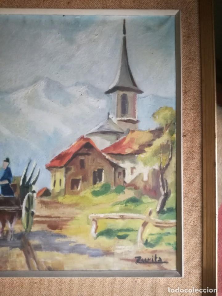 Arte: ANTIGUO CUADRO SOBRE LIENZO - Foto 2