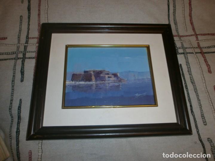 Arte: PINTURA OLEO TABLEX CUADRO CASTILLO DE SAN ANT&Oacute;N CORU&Ntilde;A - FIRMADO BONO 26 x 21 CM.