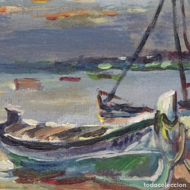 Arte: Oleo sobre tabla anonimo.barcos. - Foto 3