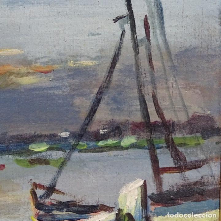 Arte: Oleo sobre tabla anonimo.barcos. - Foto 5