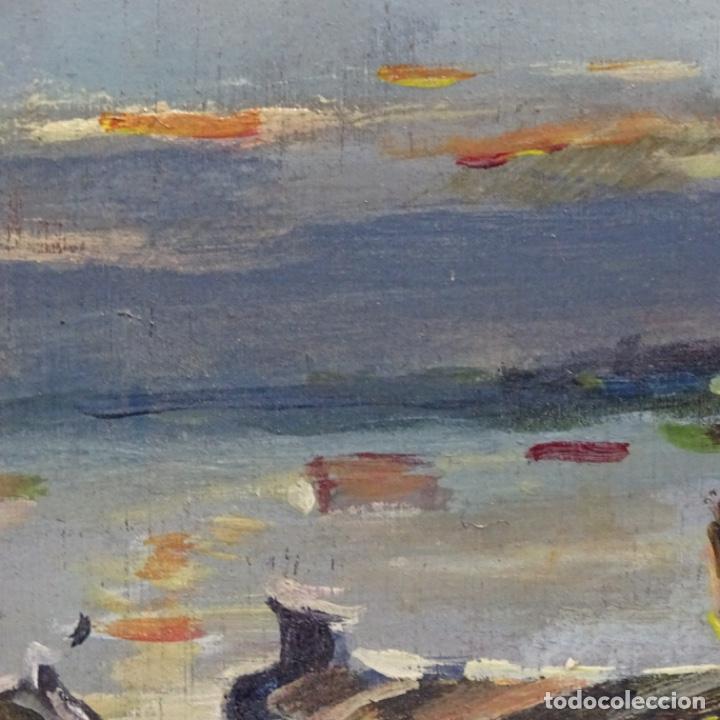 Arte: Oleo sobre tabla anonimo.barcos. - Foto 6
